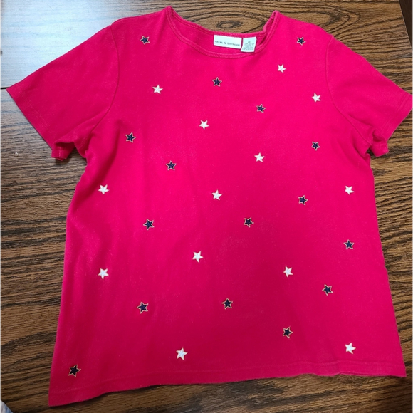 Croft & Barrow Embroidered Star Red Top M - Picture 3 of 5